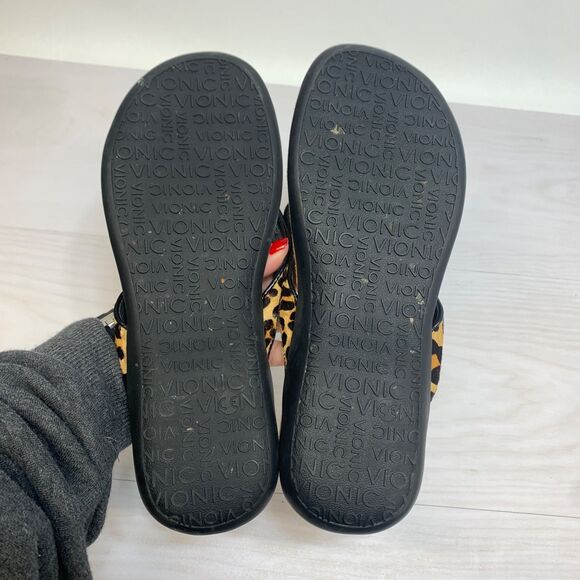 Vionic Women's Elena Calf Hair Thong Orthotic Sandals Size 9 - Picture 7 of 9